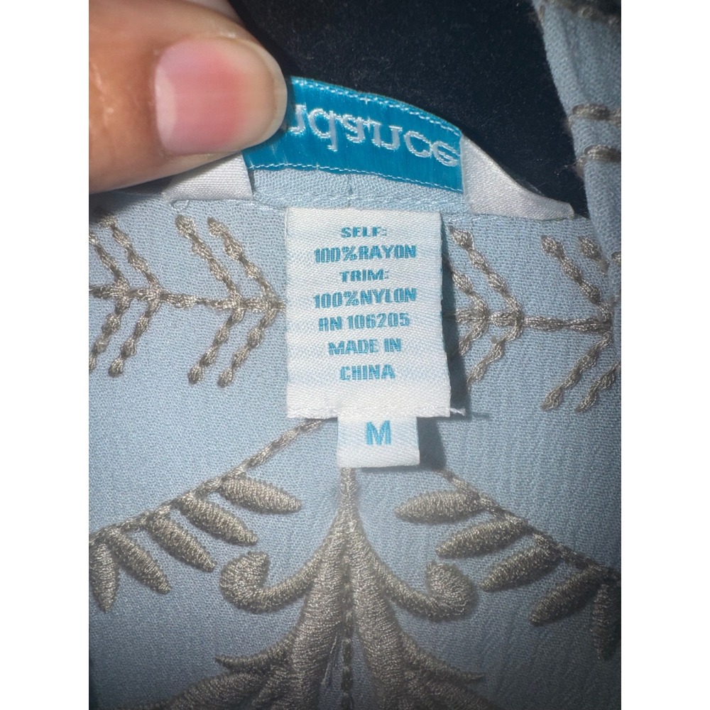 Sundance Embroidered Lace Trim Open Front Cardigan Blue Boho Medium - Picture 3 of 8